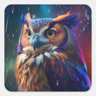 Eule in der Rain Vivid Art Aufkleber
