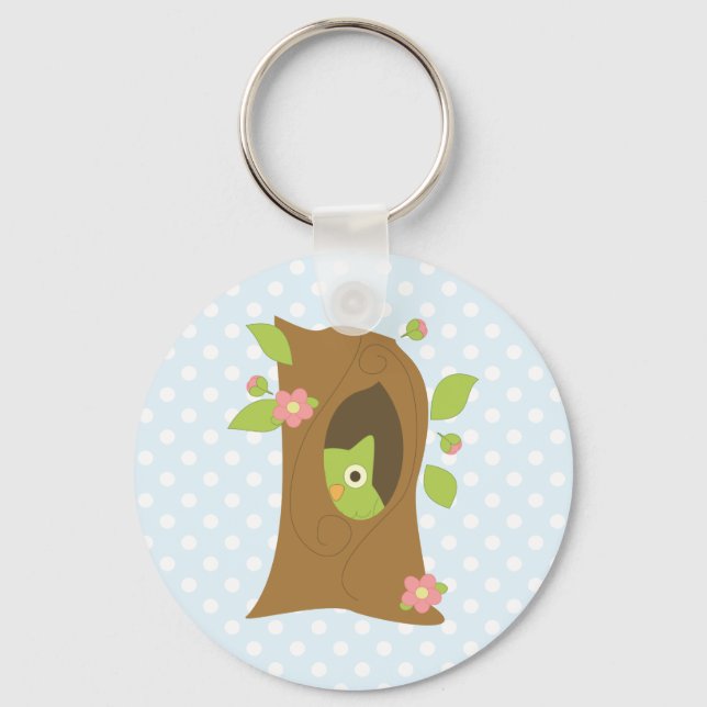 Eule in einem Baum Schlüsselanhänger (Vorderseite)