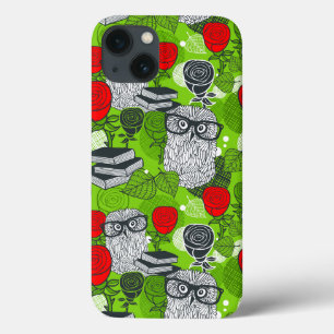 Eule in rote Rosen Case-Mate iPhone Hülle