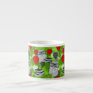 Eule in rote Rosen Espressotasse