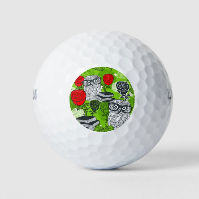 Eule in rote Rosen Golfball (Vorderseite)