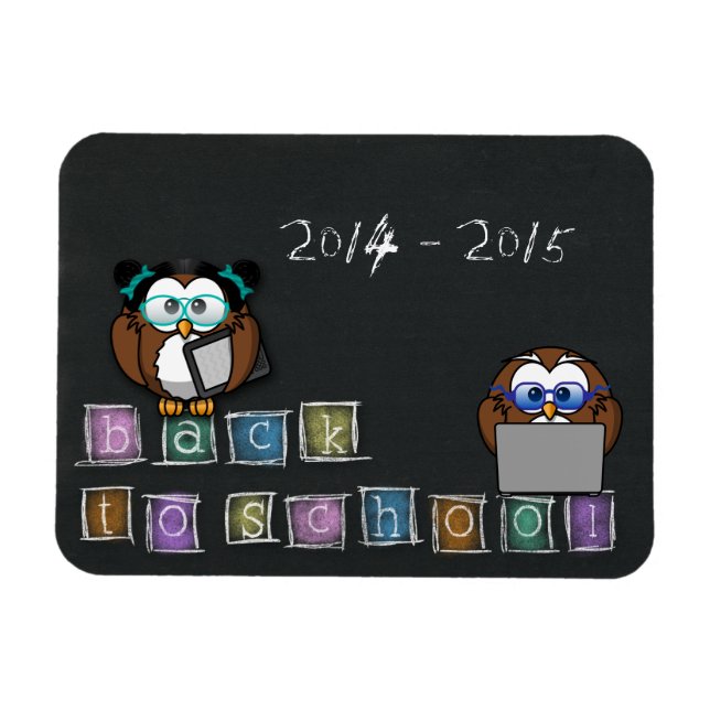 Eule ist zurück zur Schule Magnet (Horizontal)