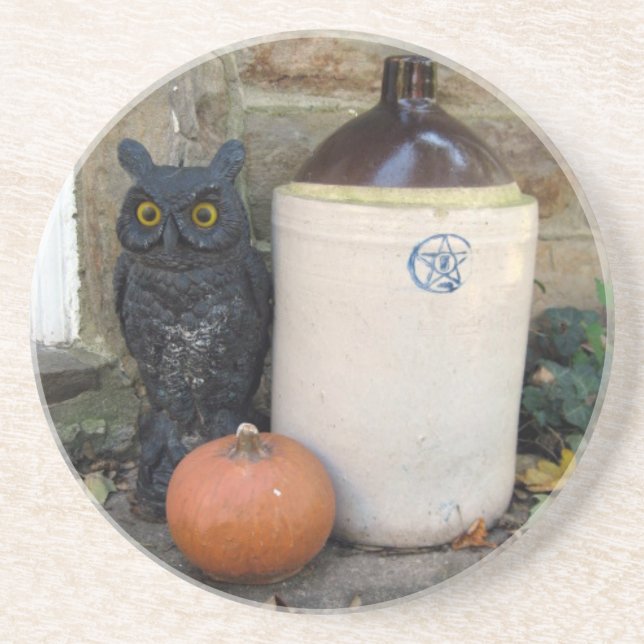 Eule, Jug und Pumpkin Untersetzer (Vorne)