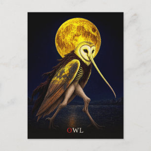 Eule Kurzer Cape gothic Surrealismus Postkarte