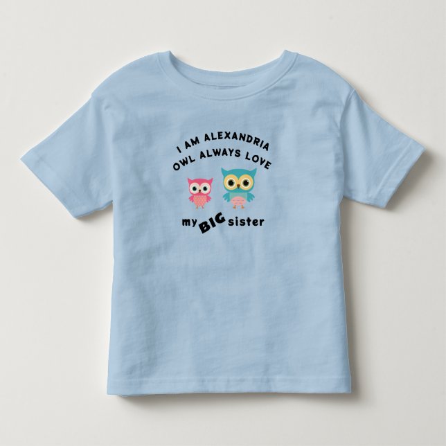 Eule Liebe immer meine große Schwester Kleinkind T-shirt (Vorderseite)