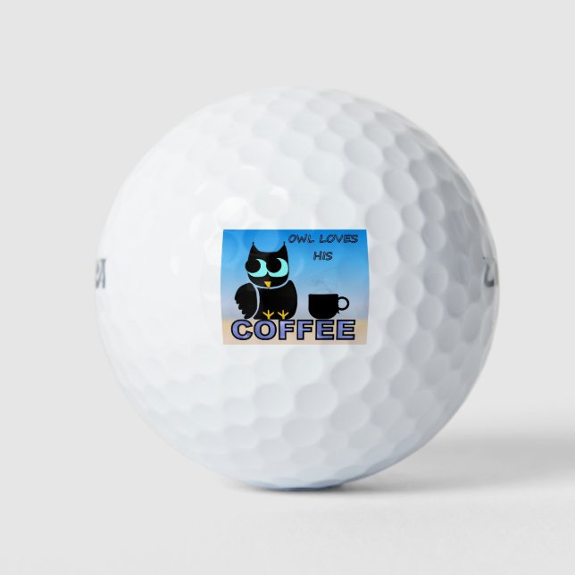 Eule Liebe seinen Kaffee Golfball (Vorderseite)