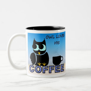 Eule Liebe seinen Kaffee Zweifarbige Tasse