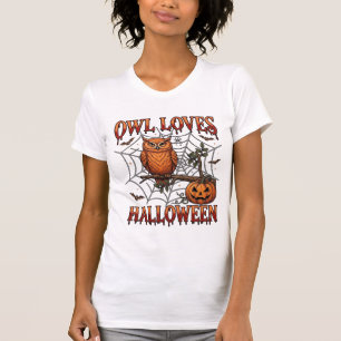 Eule liebt Halloween Orange Spinnennetz Kürbis_1 T-Shirt