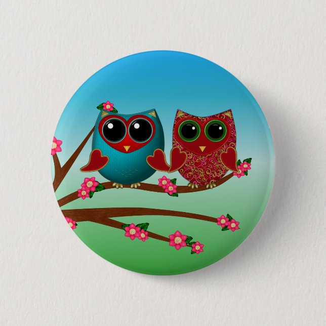 Eule liebt Ihr Button (Vorderseite)