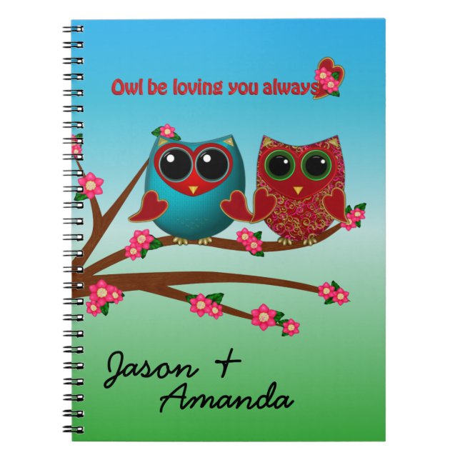 Eule liebt Ihr-Spiral-Notebook Notizblock (Vorderseite)