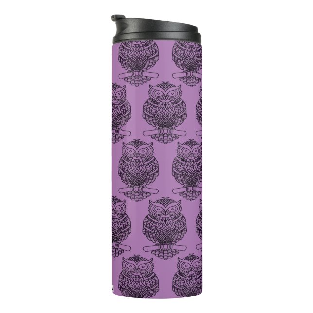 Eule (lila) - Thermaltumbler Thermosbecher (Nach rechts gedreht)