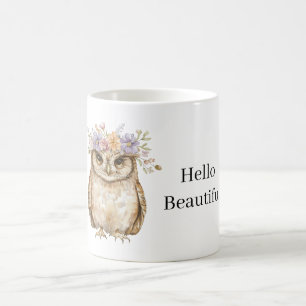 Eule mit Blumen Kaffeetasse