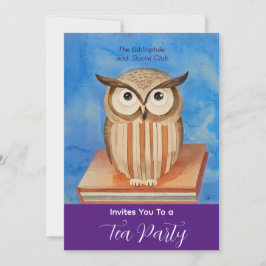 Eule mit Büchern - Tee-Party Einladung