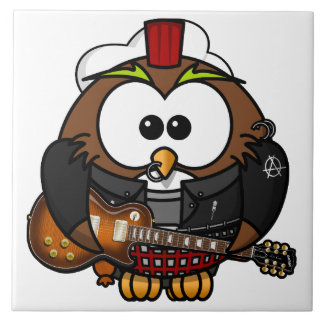 Eule mit Gitarre Fliese