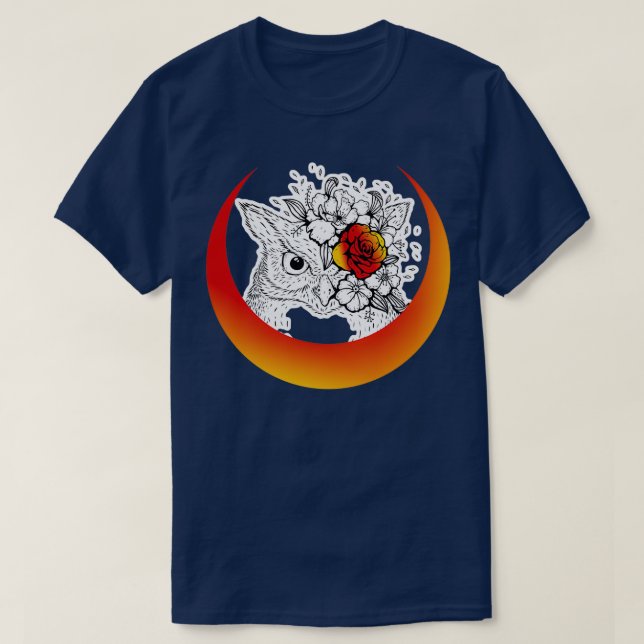 Eule mit Halbmond T-Shirt (Design vorne)