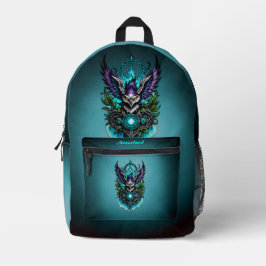 Eule mit magischen Elementen. Bedruckter Rucksack