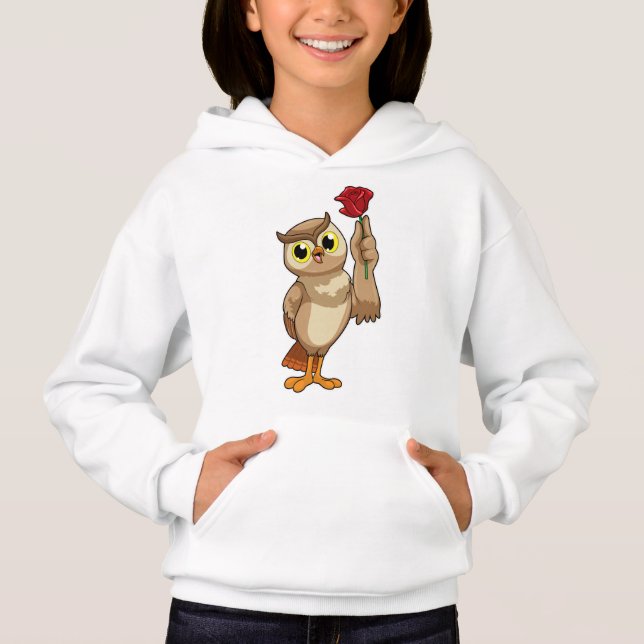 Eule mit Rose Hoodie (Vorderseite)