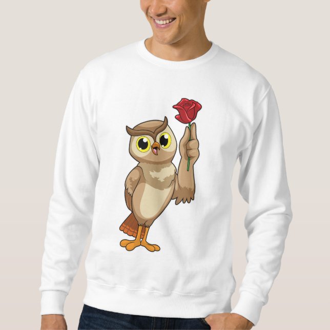 Eule mit Rose Sweatshirt (Vorderseite)
