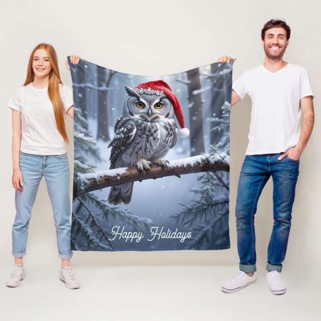 Eule mit Santa-Hut Fleece  (Beispiel)