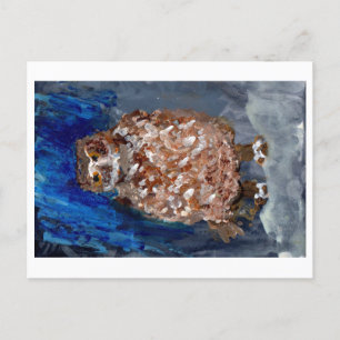 Eule mit tiefblauem Hintergrund Postkarte