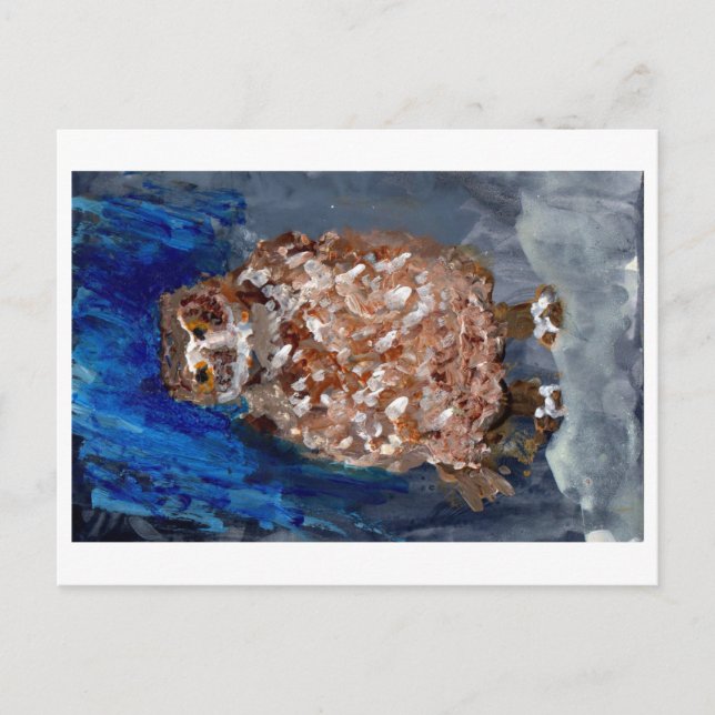 Eule mit tiefblauem Hintergrund Postkarte (Vorderseite)