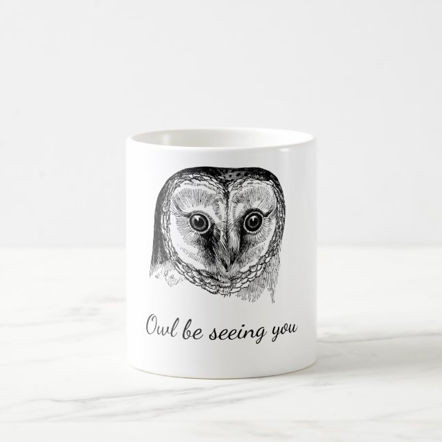 Eule mit Zitat Kaffeetasse (Mittel)