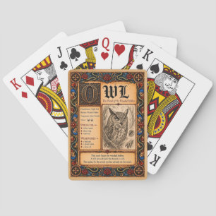 Eule, mittelalterliche Bestiarien-Kunst Spielkarten