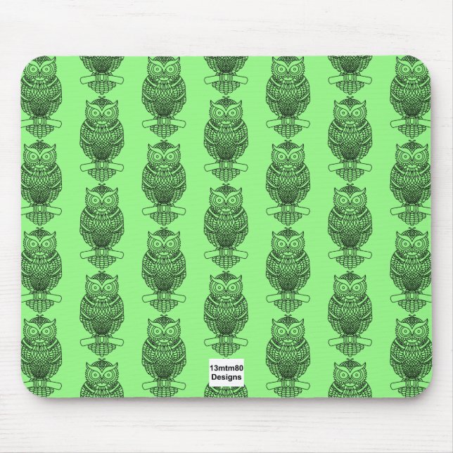 Eule (Muster neon grün) - Maus-Pad Mousepad (Vorne)