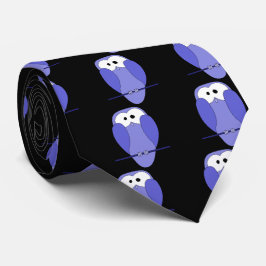Eule nachts. Blau und Schwarz Krawatte