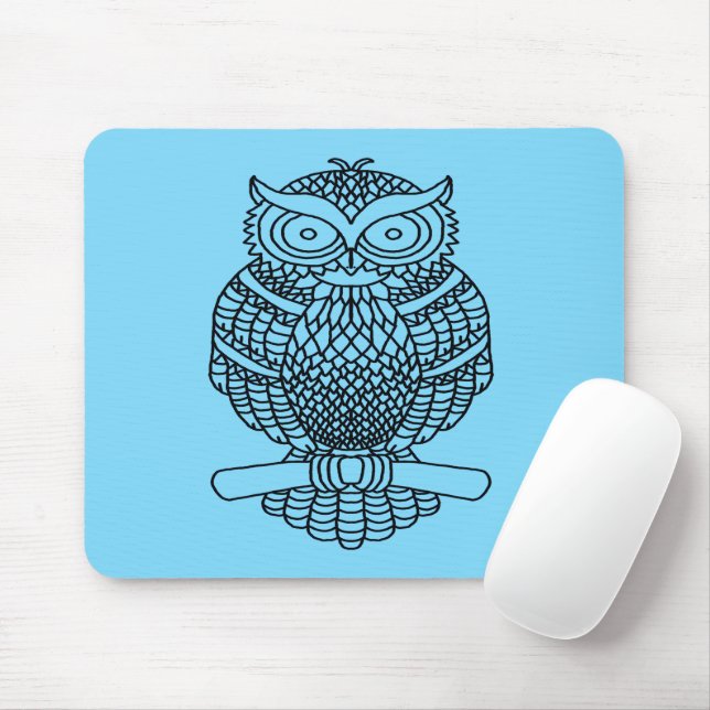 Eule (Neon blau Single) - Maus-Pad Mousepad (Mit Mouse)