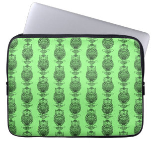 Eule (Neon Grün) - Laptop Hülle Laptopschutzhülle