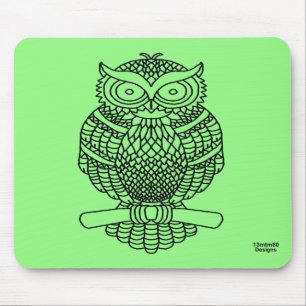 Eule (Neon grün Single) - Maus-Pad Mousepad