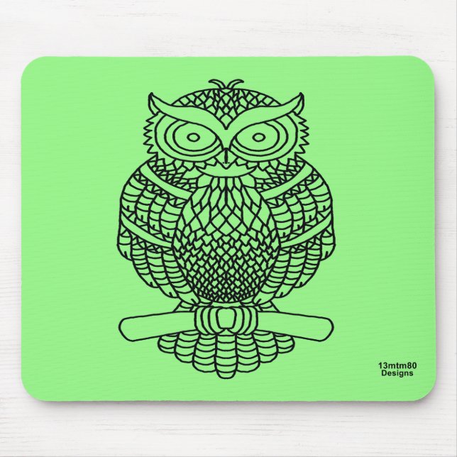 Eule (Neon grün Single) - Maus-Pad Mousepad (Vorne)