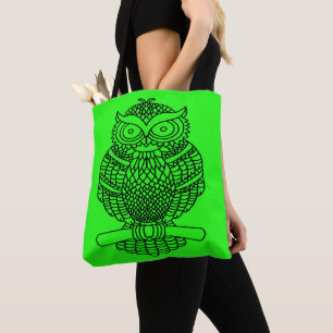 Eule (neon-grün) - Tote Tasche