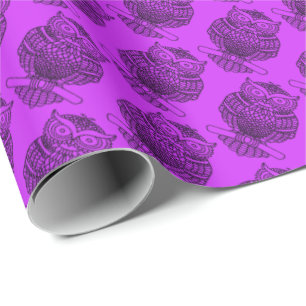 Eule (Neonviolett) - Geschenkpapier
