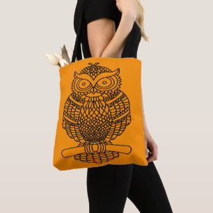 Eule (orange) - Tote Tasche