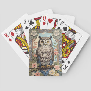 Eule Pastell Blumen William Morris Inspiriert Spielkarten