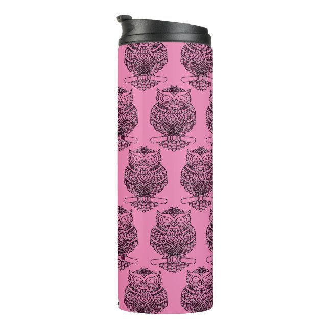 Eule (pink) - Wärmespeicher Thermosbecher (Nach rechts gedreht)