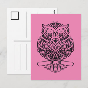 Eule (rosa) - Postkarte
