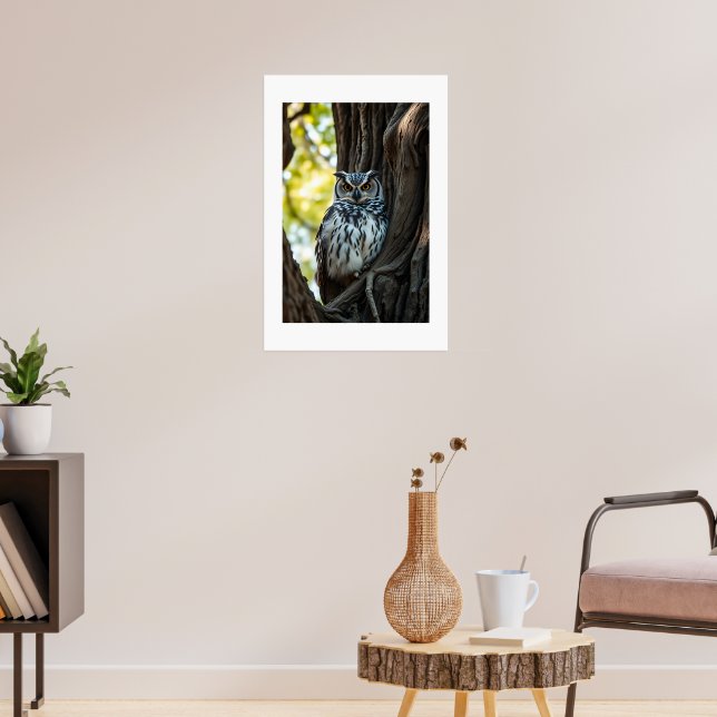 Eule ruht im Baum Poster (Wohnzimmer 3)