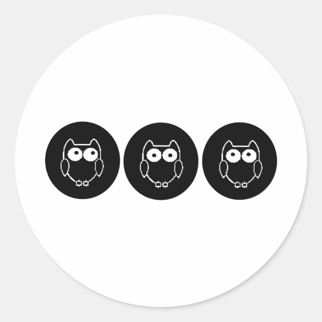 Eule Runder Aufkleber (Vorderseite)