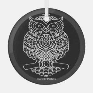 Eule (schwarz rund) - Glasornament Ornament Aus Glas