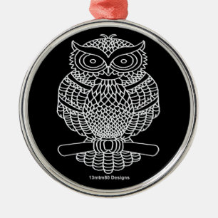 Eule (schwarz rund) - Premium Ornament Aus Metall