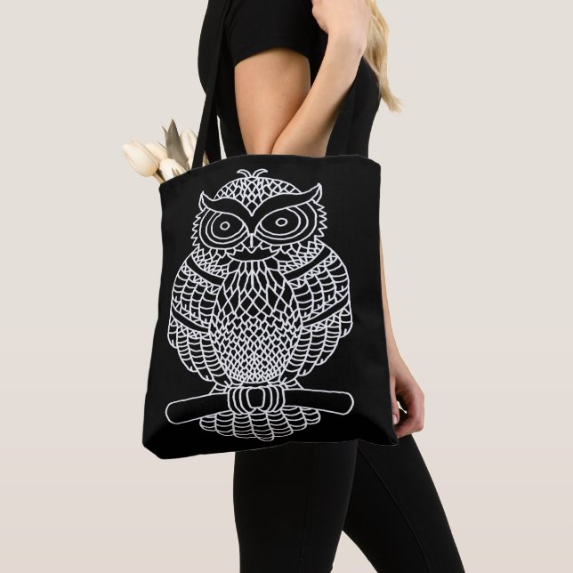 Eule (schwarz) - Tote Tasche (Von Nahem)