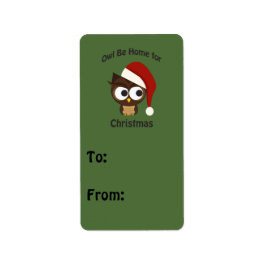 Eule sei zu Weihnachten Zuhause! Adressaufkleber
