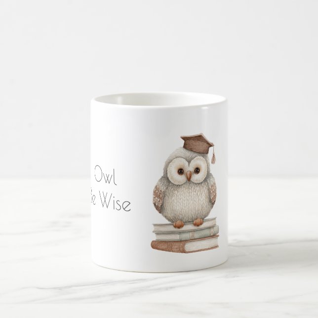 Eule Sein Weise Bücher Kaffeetasse (Mittel)