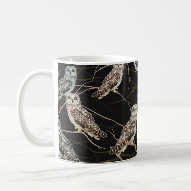 Eule sitzt auf einem Ast Kaffeetasse (Links)