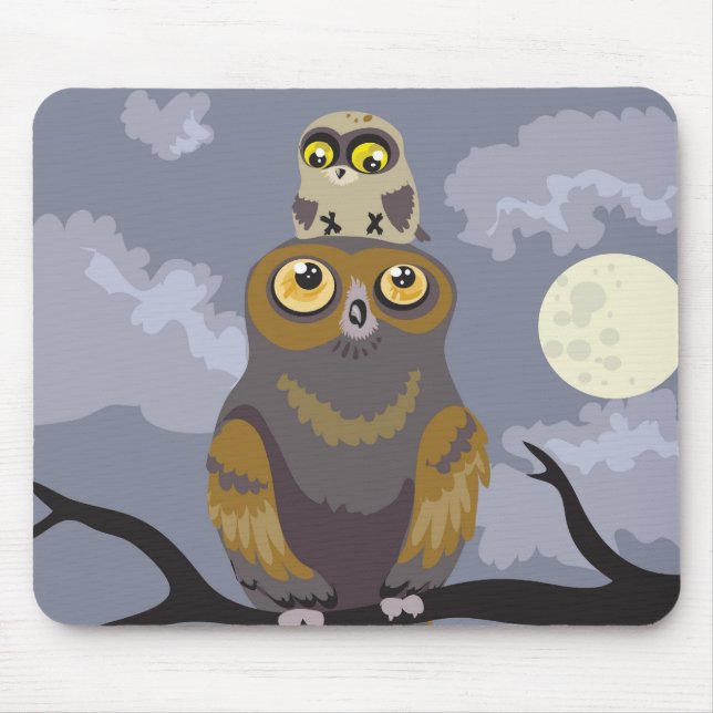 Eule und Baby Owl Mousepad (Vorne)