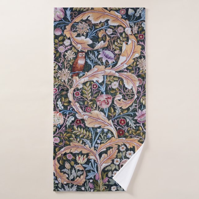 Eule und Blume, William Morris Badehandtuch (Badehandtuch)