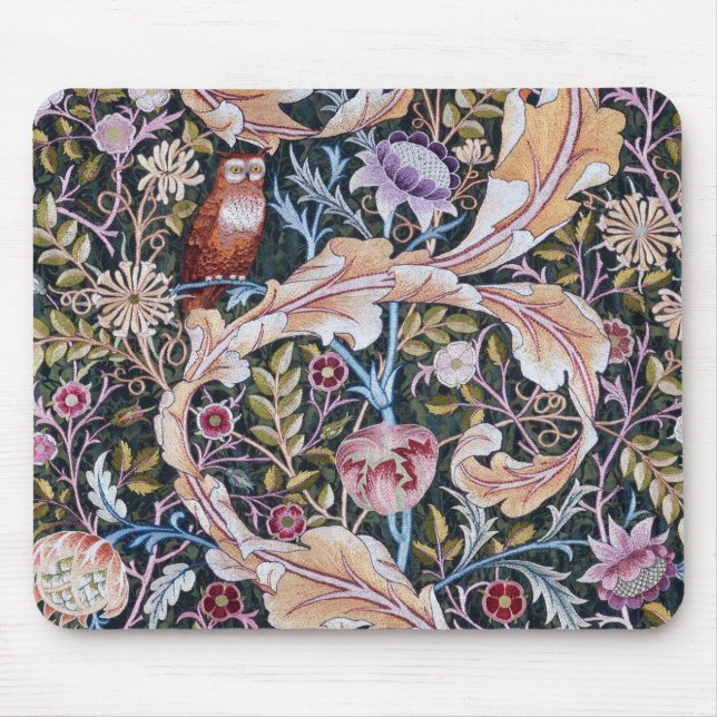 Eule und Blume, William Morris Mousepad (Vorne)
